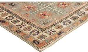 Tappeto Kazak Fine Geometrico Grigio Beige Corsia 77x256 Cm