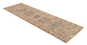 Tappeto Kazak Fine Geometrico Grigio Beige Corsia 79x254 Cm