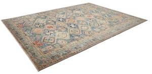 Tappeto Kazak Fine Geometrico Blu Beige 279x379 Cm