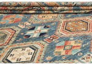 Tappeto Kazak Fine Geometrico Blu Beige 279x379 Cm