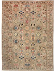 Tappeto Kazak Fine Geometrico Beige Blu 273x374 Cm