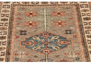 Tappeto Kazak Fine Geometrico Grigio Beige Corsia 79x254 Cm
