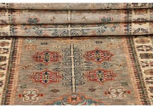 Tappeto Kazak Fine Geometrico Grigio Beige Corsia 77x256 Cm