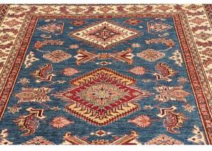 Tappeto Kazak Fine Stilizzato Blu Rosso Mattone 172x243 Cm