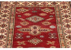 Tappeto Kazak Fine Geometrico Rosso Avorio Corsia 75x246 Cm