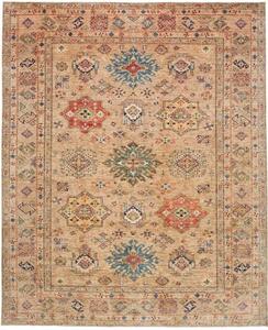 Tappeto Kazak Fine Geometrico Beige Blu 251x307 Cm