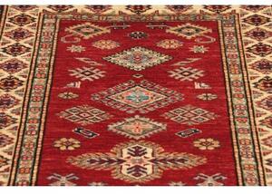 Tappeto Kazak Fine Geometrico Rosso Beige Corsia 82x296 Cm