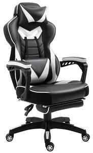 Vinsetto Sedia da gaming Ergonomica, Sedia da ufficio confortevole con Poggiapiedi, Poggiatesta e cuscino lombare, Altezza Regolabile, nero e bianco