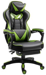 Vinsetto Sedia da gaming Ergonomica, Poltrona da Ufficio confortevole con Poggiapiedi, Poggiatesta e cuscino lombare, Altezza Regolabile, Nero e verde