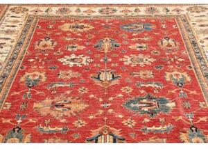 Tappeto Kazak Fine Stilizzato Rosso Mattone Avorio 206x304 Cm