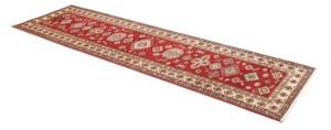 Tappeto Kazak Fine Geometrico Rosso Beige Corsia 82x296 Cm