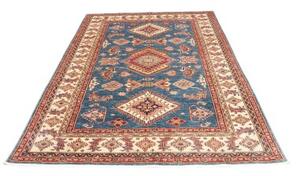 Tappeto Kazak Fine Stilizzato Blu Rosso Mattone 172x243 Cm