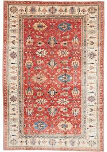 Tappeto Kazak Fine Stilizzato Rosso Mattone Avorio 206x304 Cm