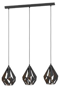 Lampadario A Sospensione Vintage Carlton 1 Acciaio Nero Rame 3 Luci E27