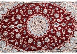 Tappeto Nain 6la Medaglione Floreale Bordeaux Avorio Corsia 84x315 Cm