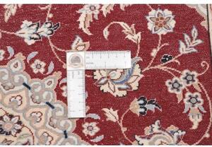 Tappeto Nain 6la Medaglione Floreale Bordeaux Avorio Corsia 84x315 Cm
