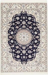 Tappeto Nain 6la Medaglione Floreale Avorio Blu Scuro 124x182 Cm