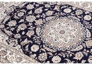 Tappeto Nain 6la Medaglione Floreale Blu Notte Avorio 103x152 Cm