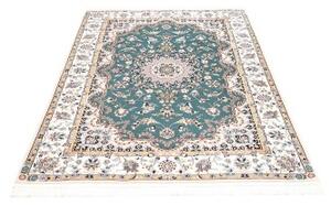 Tappeto Nain 6la Medaglione Floreale Verde Petrolio Avorio 127x181 Cm