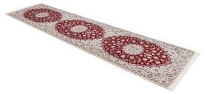 Tappeto Nain 6la Medaglione Floreale Bordeaux Avorio Corsia 84x315 Cm