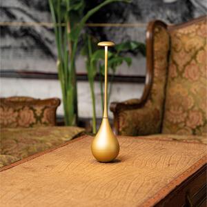 Zafferano Dondolina - Lampada da Tavolo Led Ricaricabile IP65, Senza Fili, Dimmer Touch - Design Italiano Colore Oro