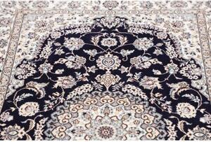Tappeto Nain 6la Medaglione Floreale Blu Notte Avorio 103x152 Cm