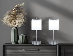 Set di 2 lampade da tavolo senza fili alte 34,5 cm con dimmer touch - argento / vetro bianco