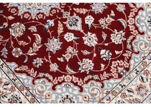 Tappeto Nain 6la Medaglione Floreale Bordeaux Avorio Corsia 84x315 Cm