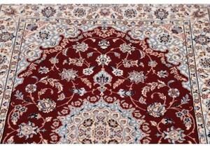 Tappeto Nain 6la Medaglione Floreale Bordeaux Avorio Corsia 84x315 Cm