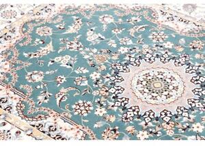 Tappeto Nain 6la Medaglione Floreale Verde Petrolio Avorio 127x181 Cm