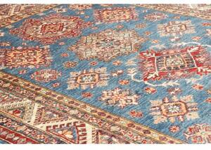 Tappeto Kazak Fine Stilizzato Blu Rosso Mattone 170x240 Cm