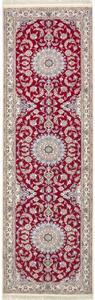 Tappeto Nain 9la Medaglione Floreale Rosso Scuro Avorio Corsia 90x309 Cm
