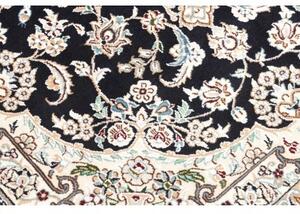 Tappeto Nain 9la Medaglione Floreale Blu Scuro Avorio 102x154 Cm