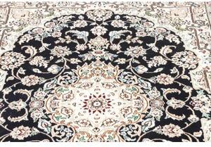 Tappeto Nain 9la Medaglione Floreale Blu Scuro Avorio 102x154 Cm