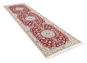Tappeto Nain 9la Medaglione Floreale Rosso Scuro Avorio Corsia 90x309 Cm
