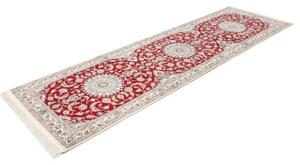 Tappeto Nain 9la Medaglione Floreale Rosso Scuro Avorio Corsia 90x309 Cm