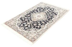 Tappeto Nain 9la Medaglione Floreale Blu Scuro Avorio 102x154 Cm