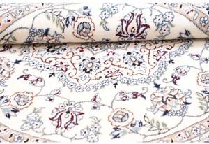Tappeto Nain 9la Medaglione Floreale Avorio Blu Rotondo 105x105 Cm