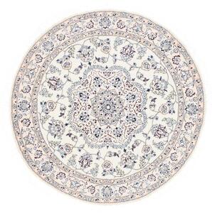 Tappeto Nain 9la Medaglione Floreale Avorio Blu Rotondo 105x105 Cm