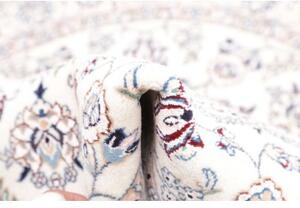 Tappeto Nain 9la Medaglione Floreale Avorio Blu Rotondo 105x105 Cm
