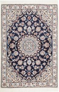Tappeto Nain 9la Medaglione Floreale Blu Scuro Avorio 81x119 Cm