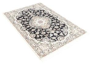Tappeto Nain 9la Medaglione Floreale Blu Scuro Avorio 102x154 Cm