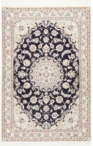 Tappeto Nain 9la Medaglione Floreale Blu Scuro Avorio 98x150 Cm