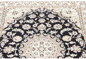 Tappeto Nain 9la Medaglione Floreale Blu Scuro Avorio 98x150 Cm