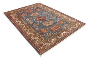 Tappeto Kazak Fine Stilizzato Blu Rosso Mattone 170x240 Cm