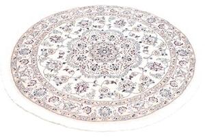 Tappeto Nain 9la Medaglione Floreale Avorio Blu Rotondo 105x105 Cm