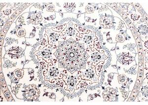 Tappeto Nain 9la Medaglione Floreale Avorio Blu Rotondo 105x105 Cm
