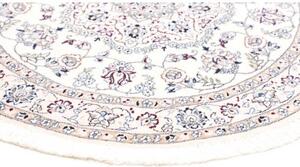 Tappeto Nain 9la Medaglione Floreale Avorio Blu Rotondo 105x105 Cm