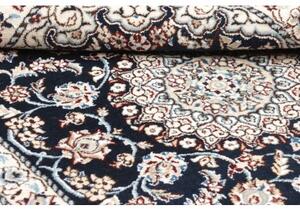 Tappeto Nain 9la Medaglione Floreale Blu Scuro Avorio 81x119 Cm