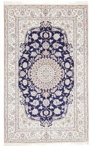 Tappeto Nain 9la Medaglione Floreale Blu Notte Avorio 156x253 Cm